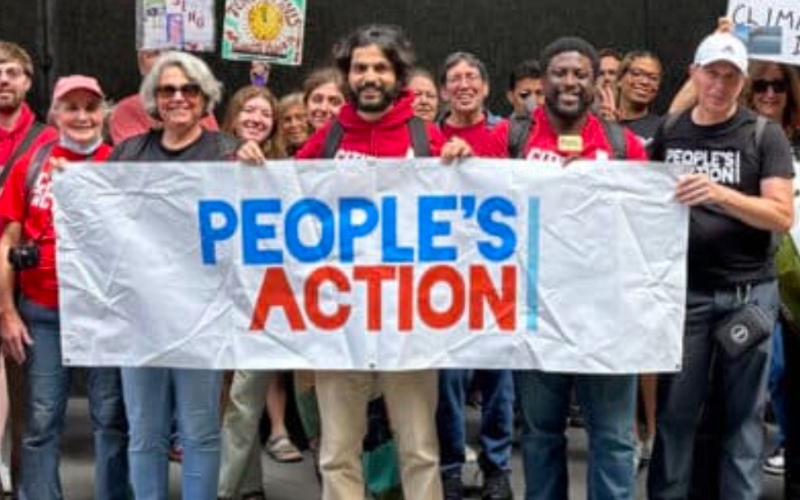 Community organizers meeting in a neighborhood